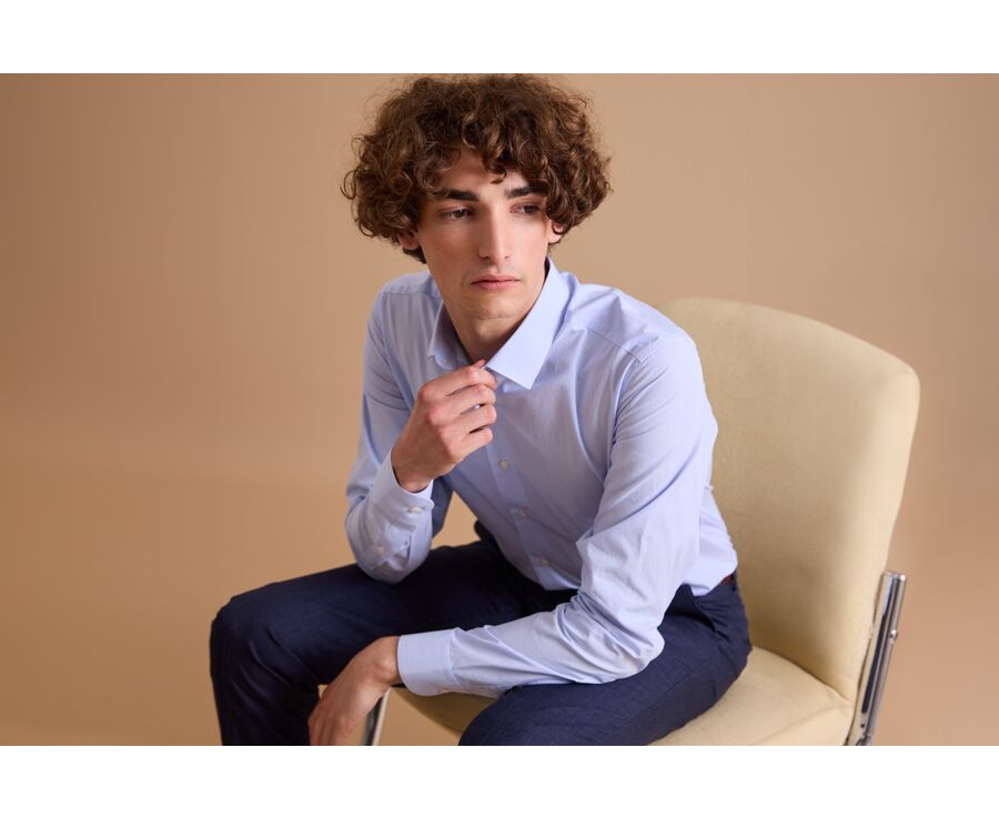 Chemise blanche à rayures bleues - ANSELME