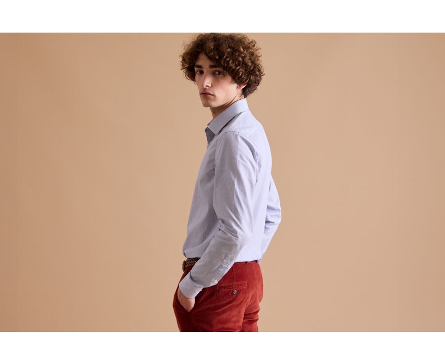 Chemise Bleue à rayures blanches - ANSELME