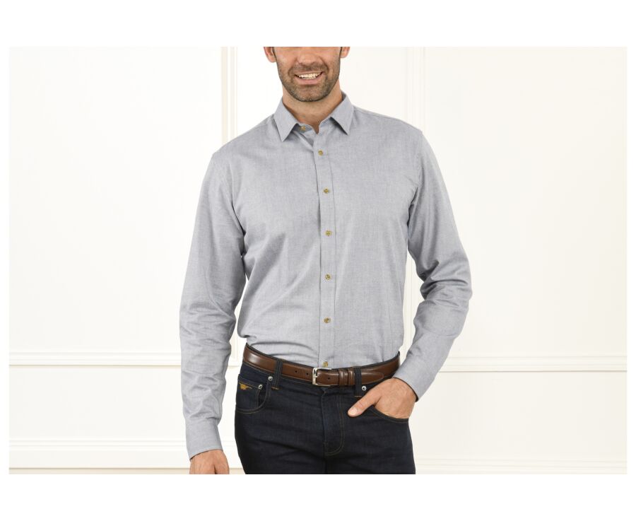 Chemise Oxford coton bleu gris clair - EVRARD