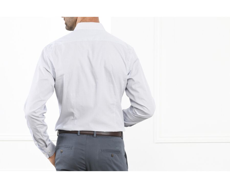 Chemise blanche imprimée motifs bleus - Col français - BERANGER