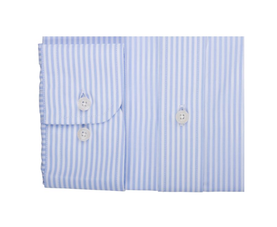 Chemise coton rayures Bleues Claires et blanches - Col américain - MARLON