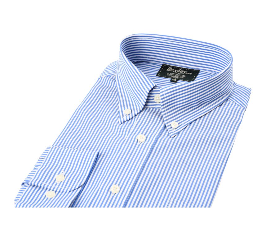 Chemise coton rayures bleues - Col américain - MARLON