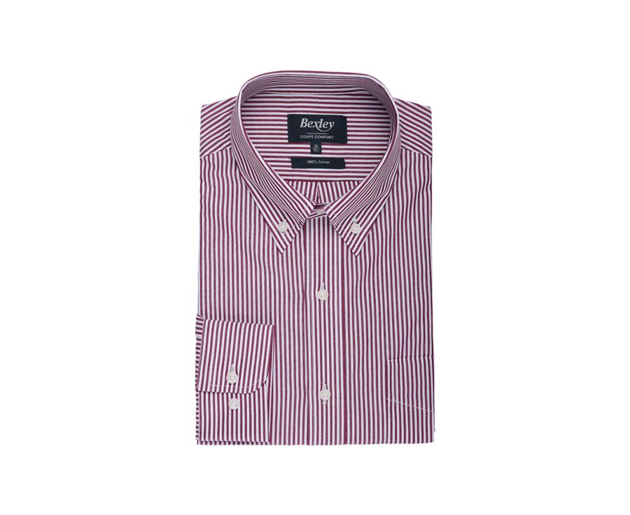 Chemise Popeline homme - Carreaux Bordeaux et Blanc - MARLON