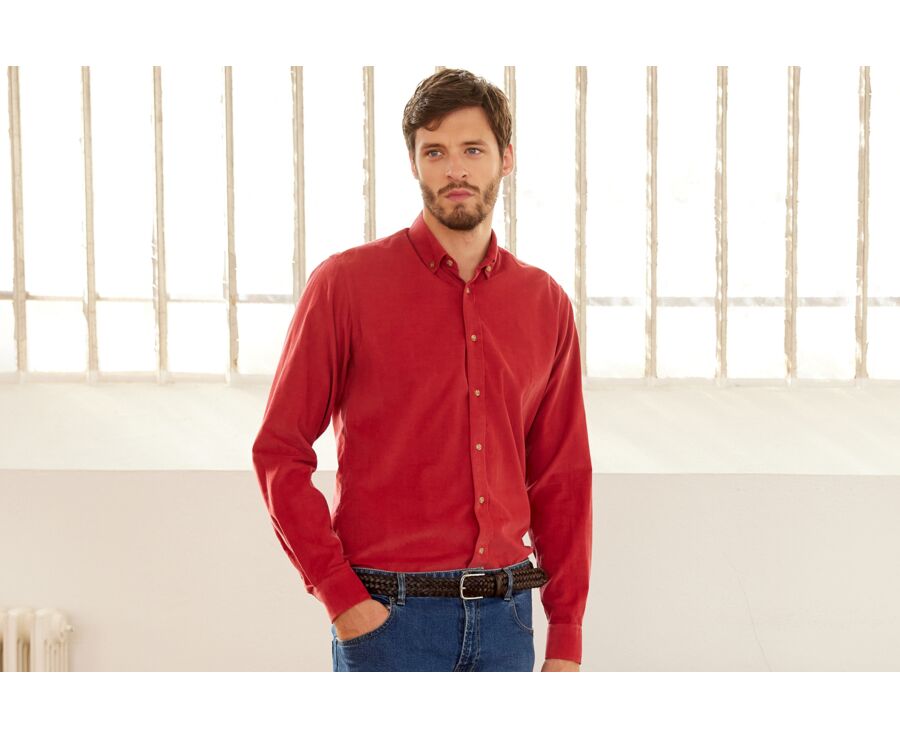 Chemise en velours Corail Foncé - WAYNE
