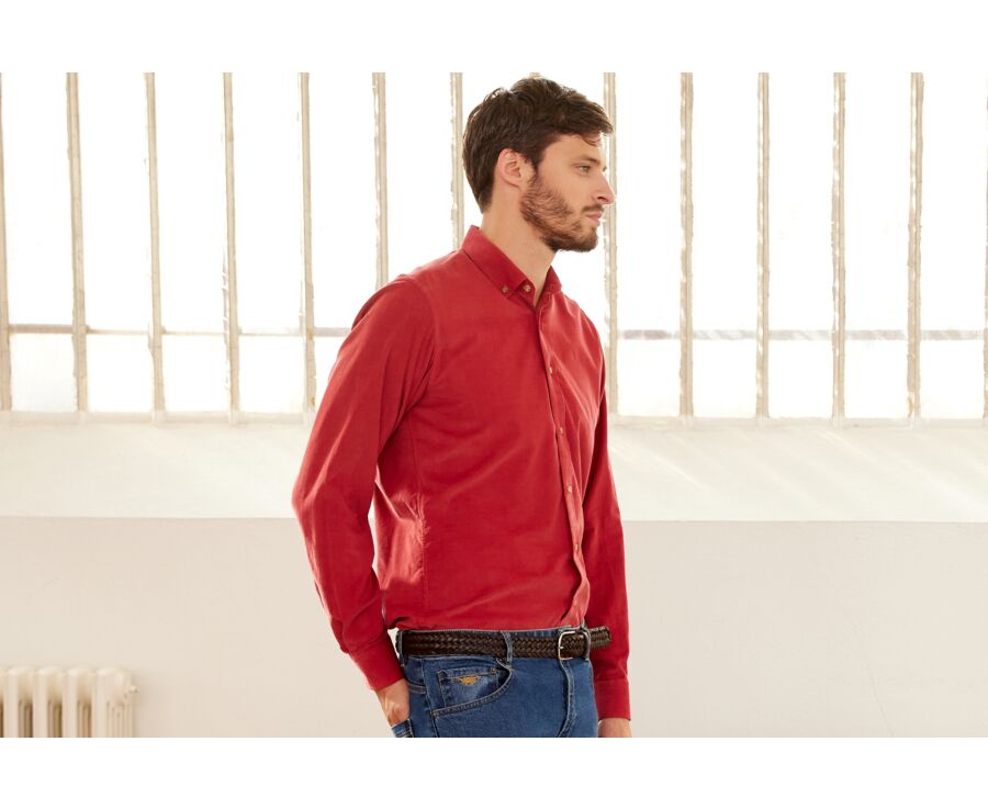 Chemise en velours Corail Foncé - WAYNE