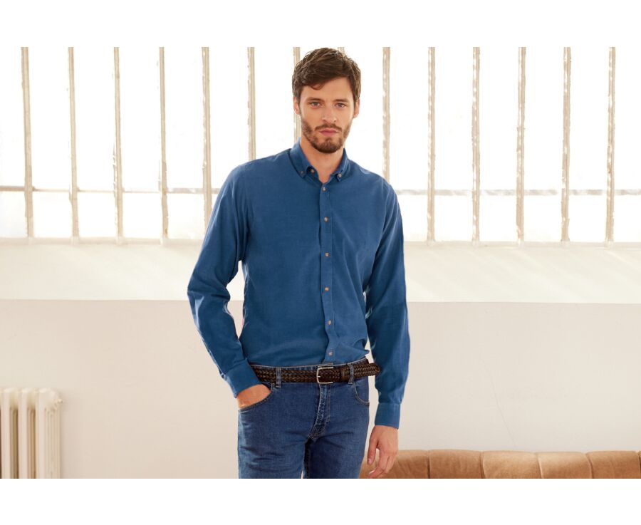 Chemise en velours Bleu denim - WAYNE