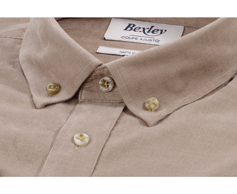 Chemise en velours Taupe Clair - WAYNE