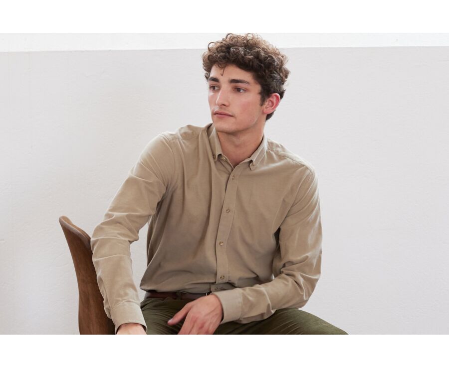 Chemise en velours Taupe Clair - WAYNE