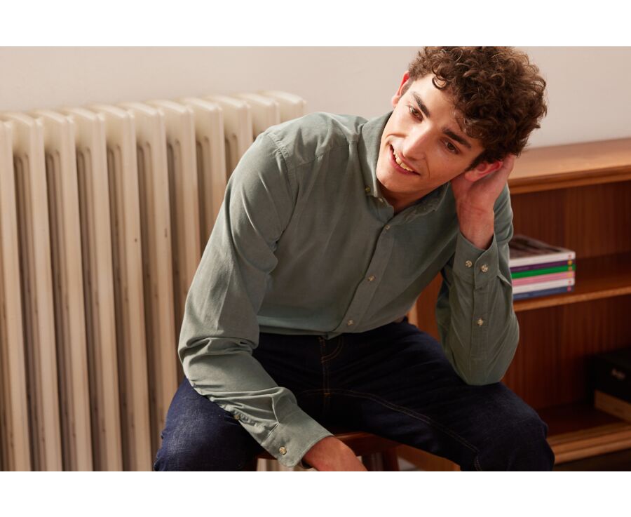 Chemise en velours Vert Tilleul - WAYNE