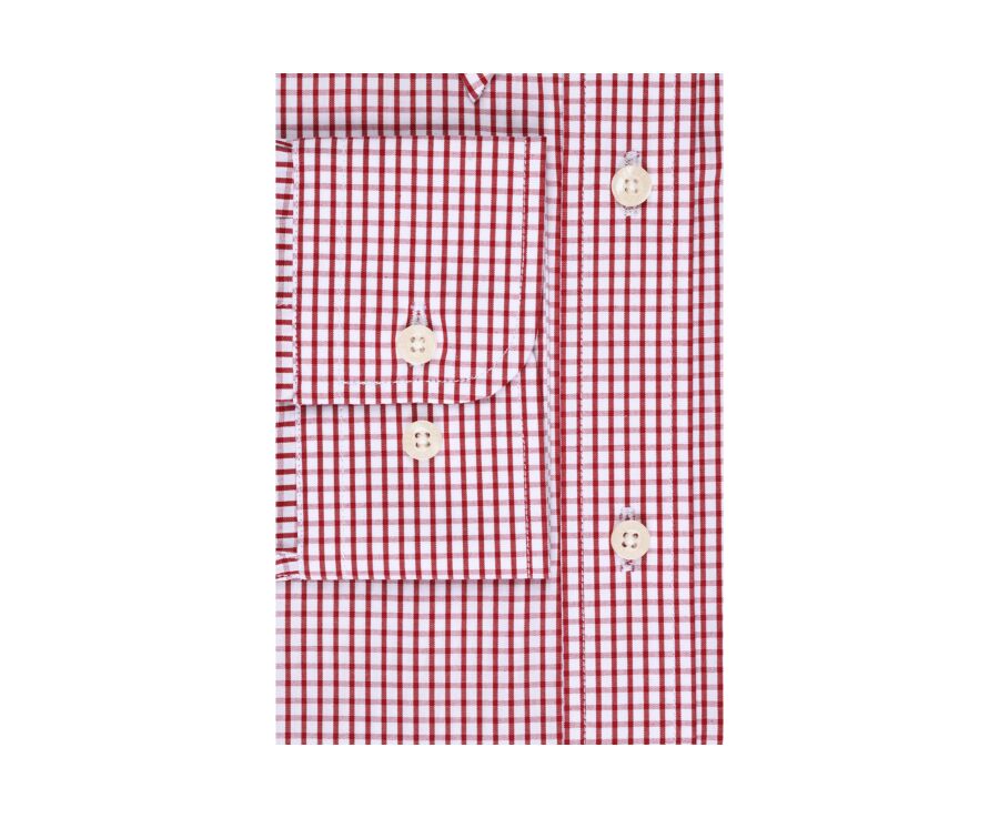 Chemise coton blanche carreaux rouge - Poche - SCOTT