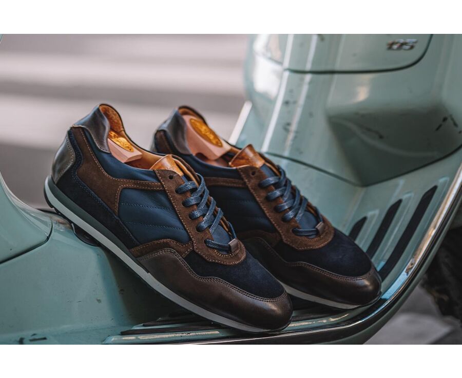 Sneakers homme Chocolat et Velours Marine - CORUNNA