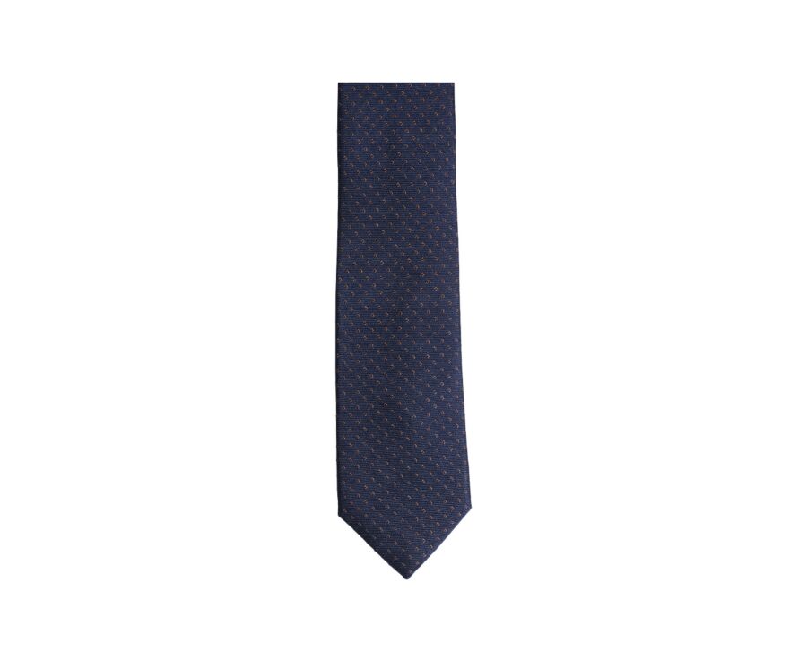 Cravate Soie Motif Carré Marine et Marron