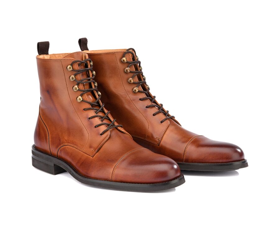 Derby boots homme à lacets Châtaigne patiné - ENFIELD II GOMME CITY