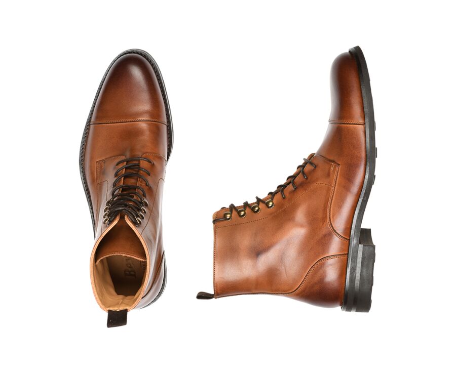 Derby boots homme à lacets Châtaigne patiné - ENFIELD II GOMME CITY
