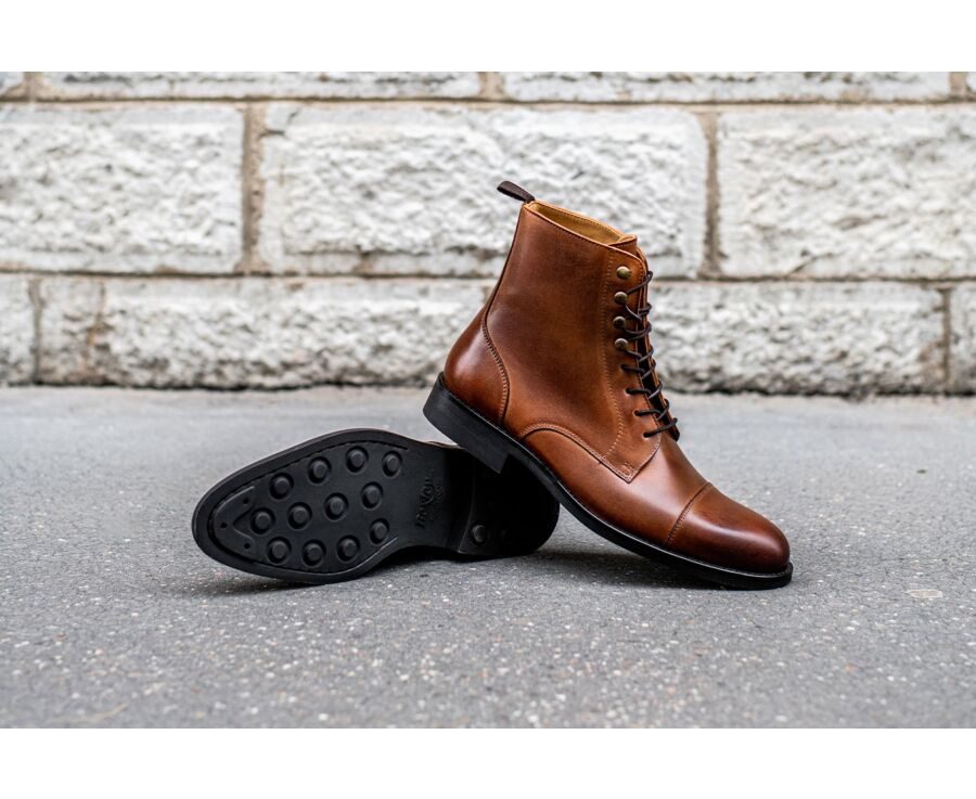 Derby boots homme à lacets Châtaigne patiné - ENFIELD II GOMME CITY