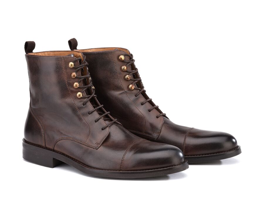 Derby boots homme à lacets Chocolat patiné - ENFIELD II GOMME CITY