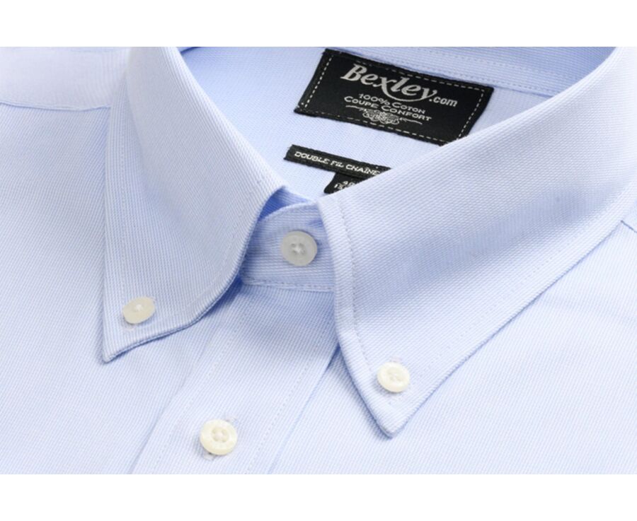 Chemise coton bleu pâle - Col américain - PATRICK MC