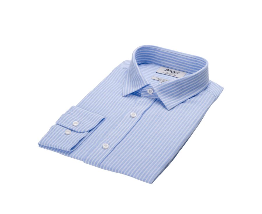 Chemise coton et lin rayures Bleu Ciel et Blanc - EDIBERT
