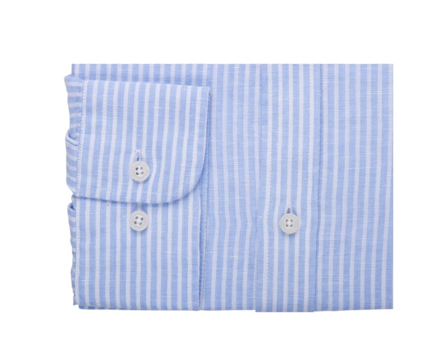 Chemise coton et lin rayures Bleu Ciel et Blanc - EDIBERT