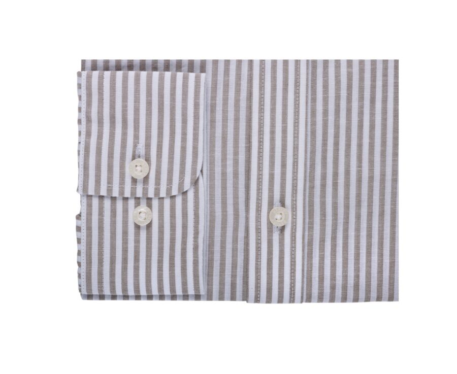 Chemise coton et lin rayures taupe et blanches - EDIBERT