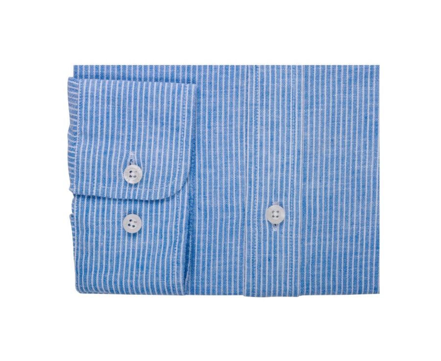 Chemise coton et lin Bleu et liseré Blanc - EDIBERT