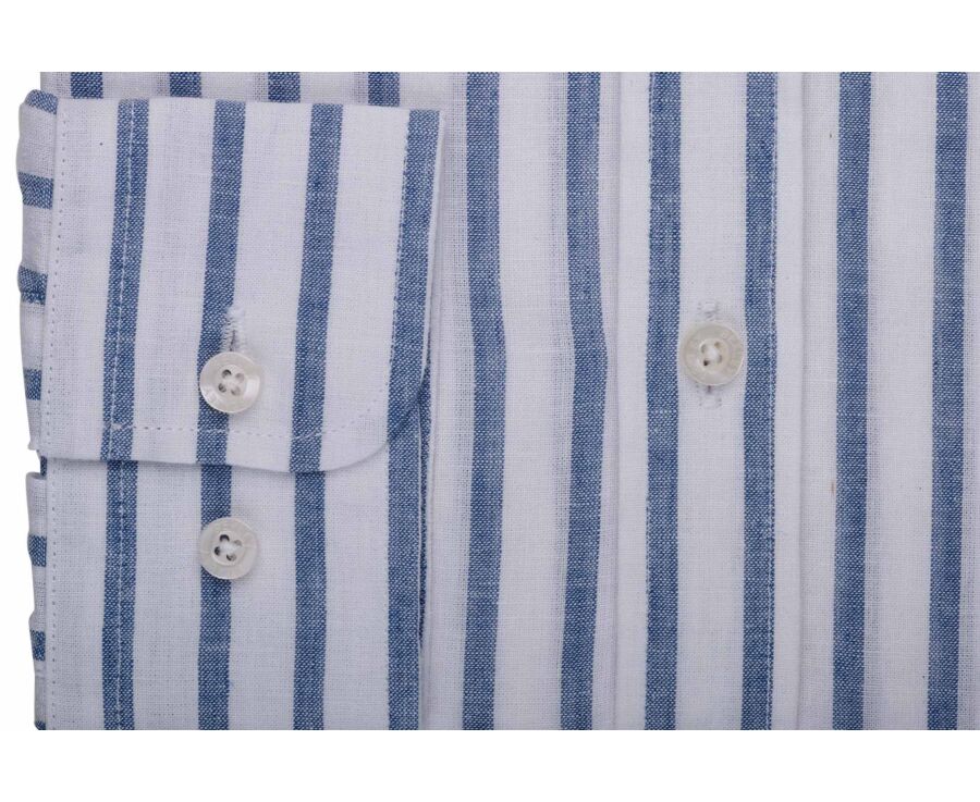 Chemise à rayures - Chambray Bleu Vintage et Blanc - EDIBERT