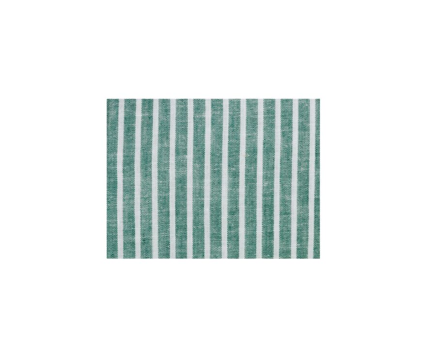 Chemise coton et lin Chambray Vert et liseré Blanc - EDIBERT