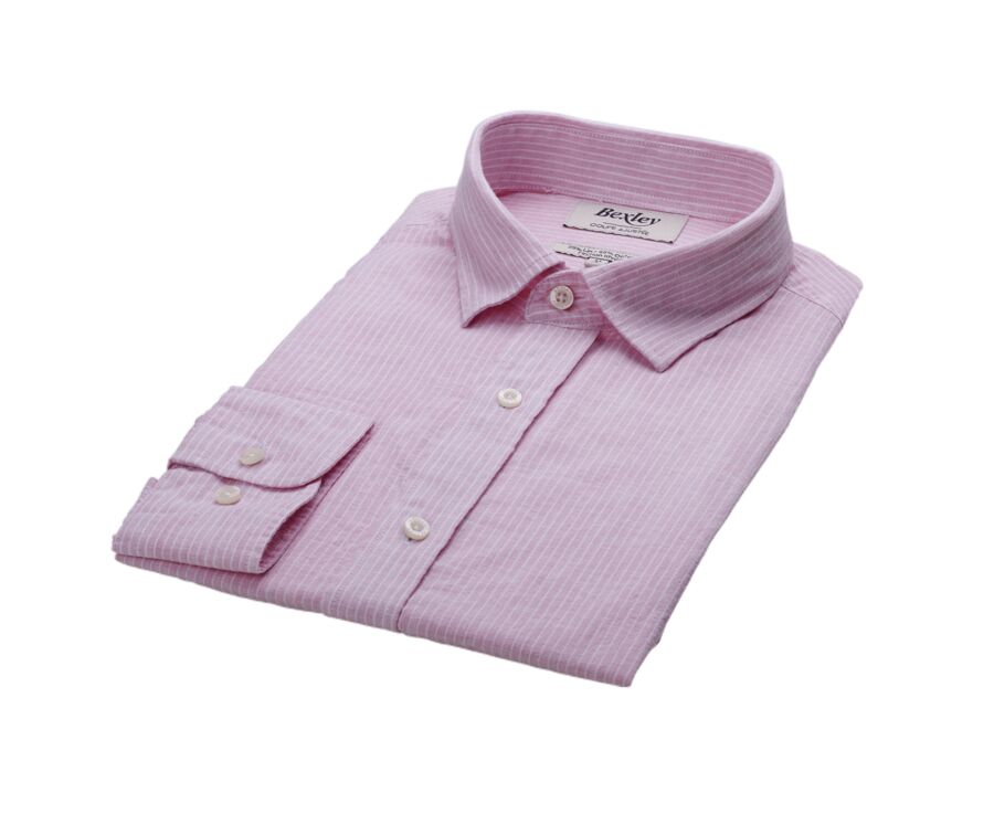 Chemise coton et lin Rose et liseré Blanc - EDIBERT