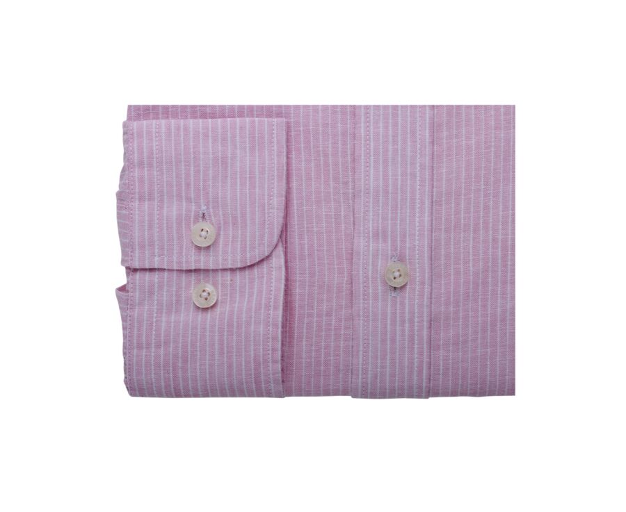Chemise coton et lin Rose et liseré Blanc - EDIBERT