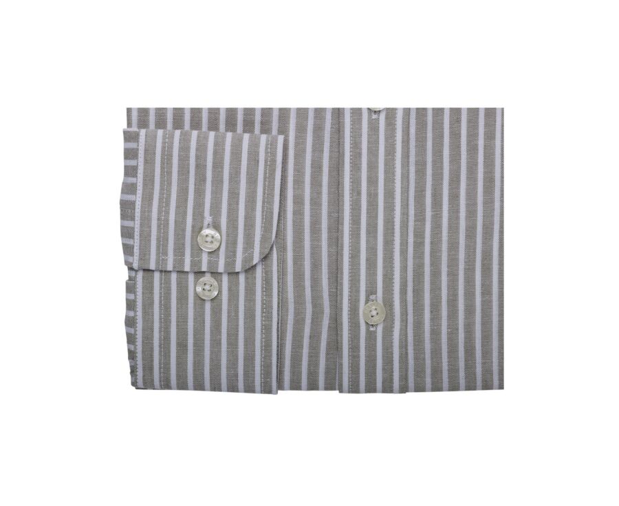 Chemise à rayures coton/lin Chambray Tilleul et Blanc - EDIBERT