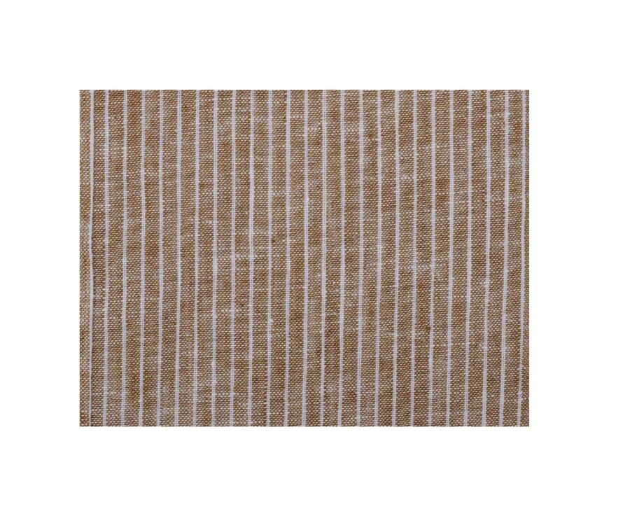 Chemise coton et lin Chambray Camel et Liseré Blanc - EDIBERT