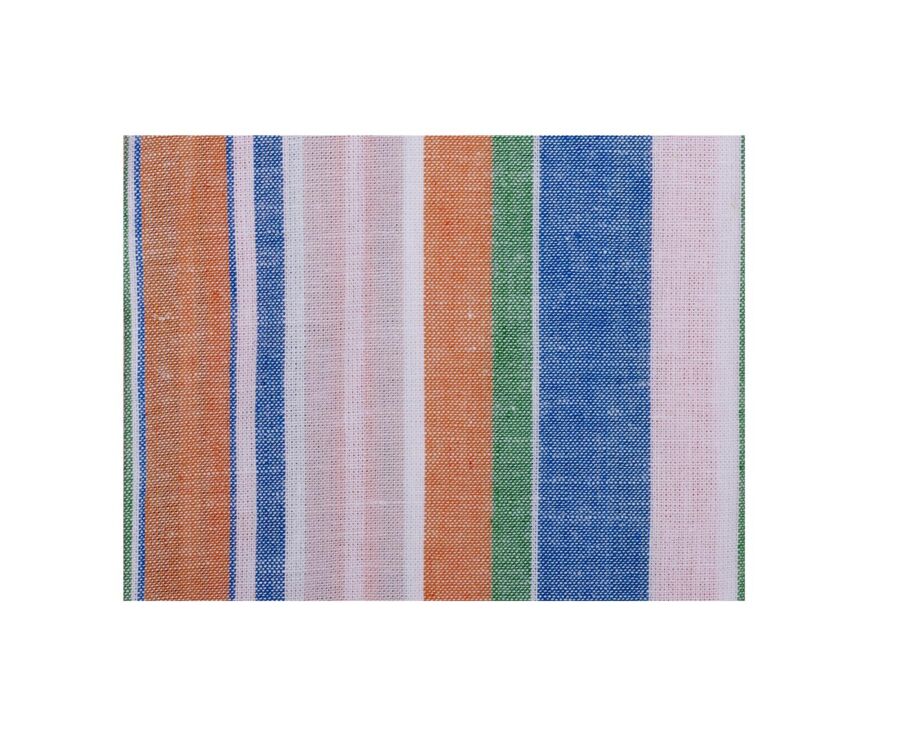 Chemise à rayures coton/lin Chambray Bleu Orange et Vert - EDIBERT