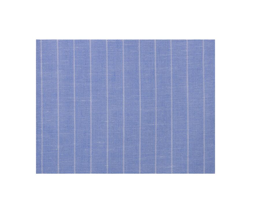Chemise Homme à rayures coton/lin Bleu et Liseré Blanc - EDIBERT