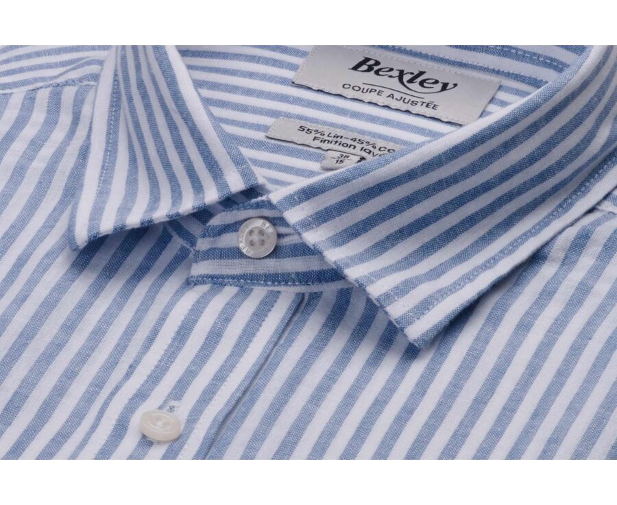 Chemise à rayures - Chambray Blanc et Bleu Gris - EDIBERT