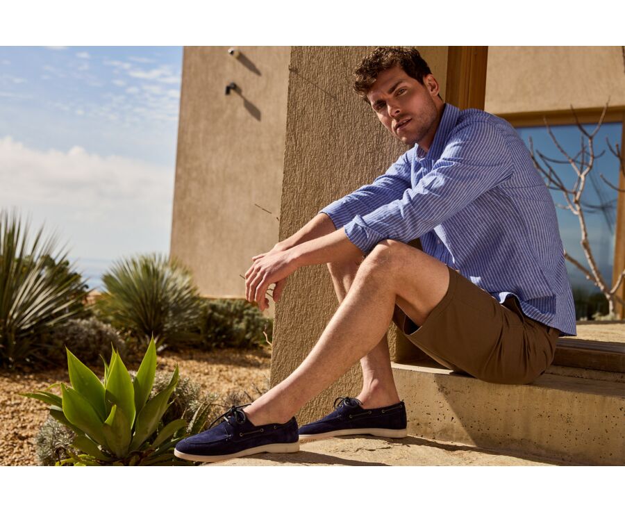 Chemise à rayures - Chambray Bleu Ocean et Bleu - EDIBERT