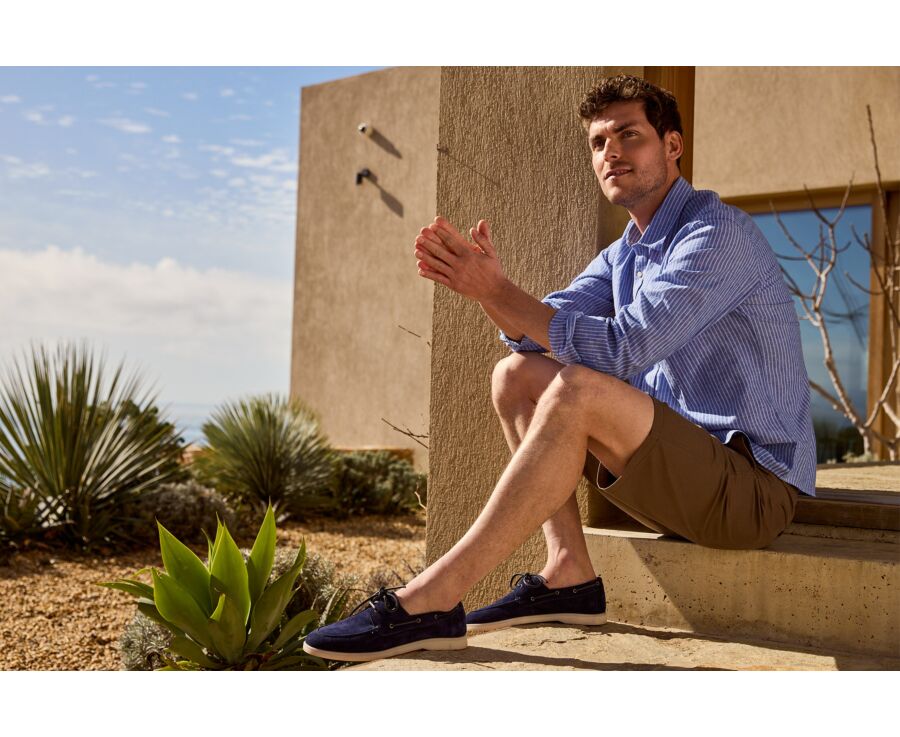 Chemise à rayures - Chambray Bleu Ocean et Bleu - EDIBERT