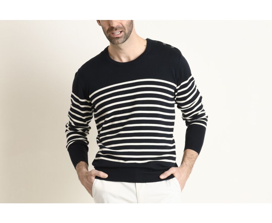 Pull marinière homme Marine et Écru - KIMIAC