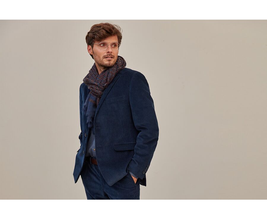 Blazer homme velours côtelé lavé Bleu Foncé - LÉONTILDE 
