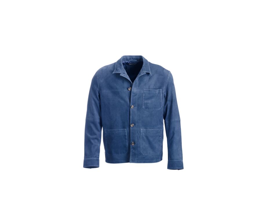 Veste en cuir daim homme Bleu - FAUSTIN