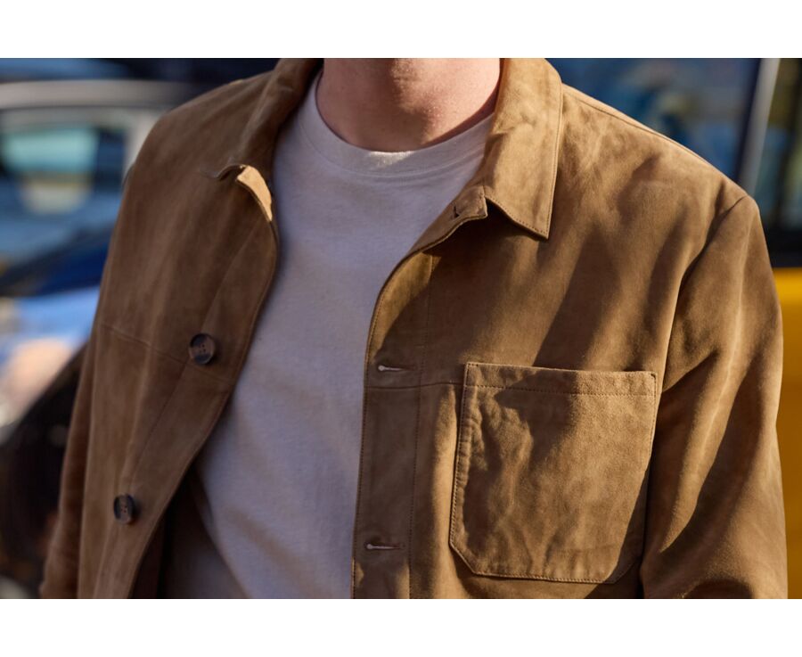 Veste en cuir daim homme Tabac - FAUSTIN