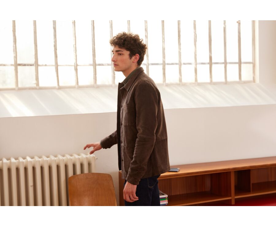 Veste cuir daim Brun - FAUSTIN