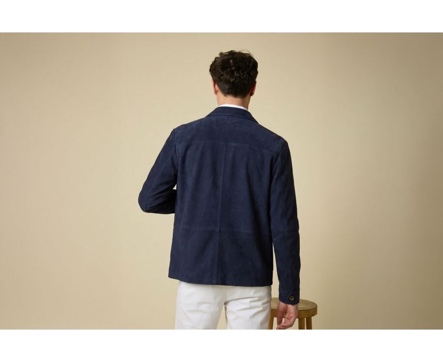 Veste en cuir daim - Navy - FAUSTIN