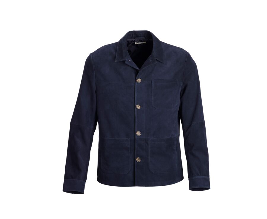Veste en cuir daim - Navy - FAUSTIN