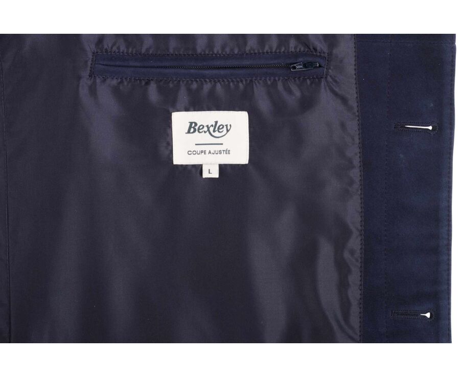 Veste en cuir daim - Navy - FAUSTIN