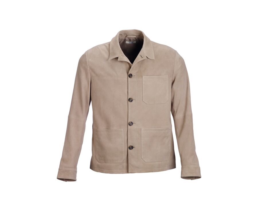 Veste en cuir daim - Beige Clair - FAUSTIN