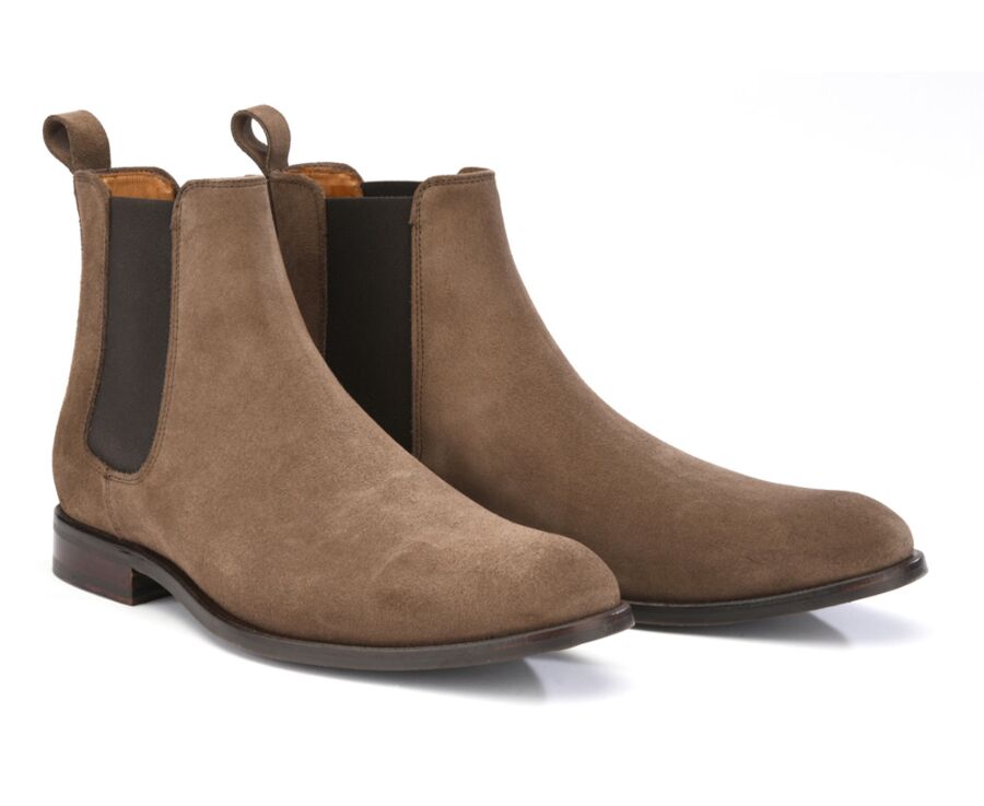 Chelsea boots homme Velours Taupe - DAWSON II GOMME
