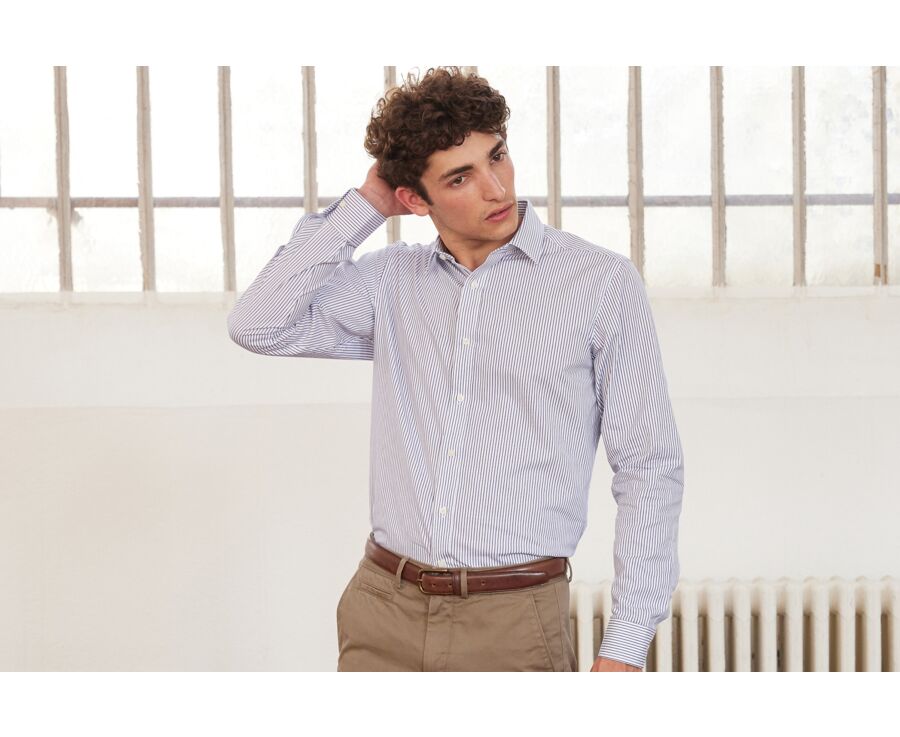 Chemise homme à rayures bleues - GEOFFROY