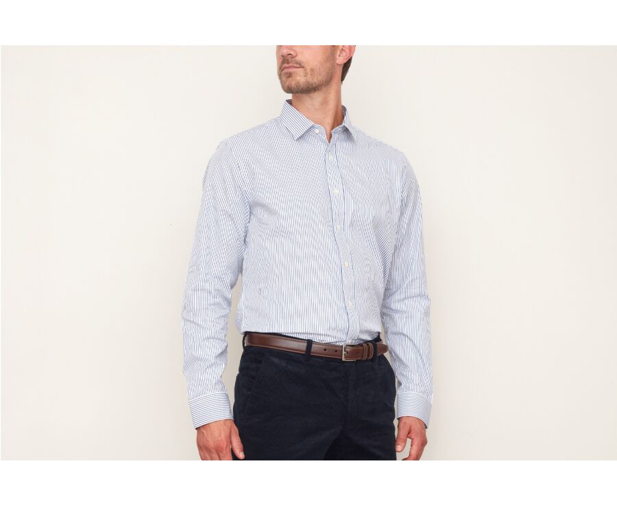 Chemise homme à rayures bleues - GEOFFROY