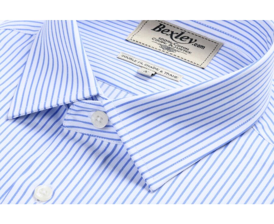 Chemise blanche à rayures bleues - GEOFFROY