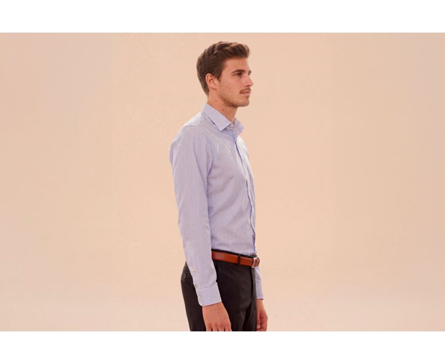 Chemise blanche à rayures bleues - GEOFFROY